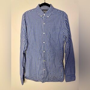 Bonobos Men's Blue & White, Checkered, Collared, Long Sleeve, Button Down Shirt